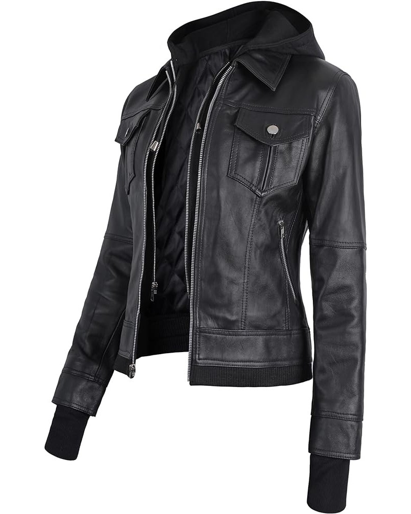 Womens Lambskin Leather Jacket – Stylish Motorcycle Vintage Moto Biker Riding Slim Fit Black Real Leather Jackets Women Hoode...