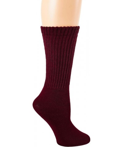 Lightweight Soft Cotton Slouch Scrunch Socks Size 9-11 - Fits Teen, Girl, Womens Shoe Size 6-9, 6 Pack Burgundy $15.30 Active...