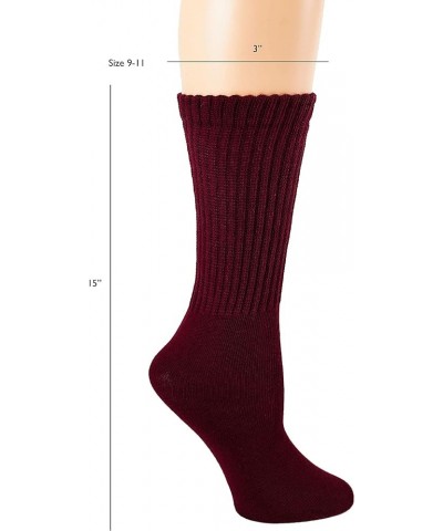 Lightweight Soft Cotton Slouch Scrunch Socks Size 9-11 - Fits Teen, Girl, Womens Shoe Size 6-9, 6 Pack Burgundy $15.30 Active...