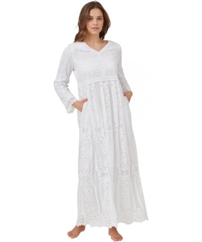 LDS Temple Dress in White Lace, High V-Neck, Mormon Temple Dress V-neck Lace $50.96 Dresses