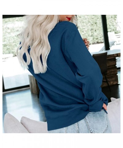 Womens Casual Crewneck Sweatshirts Long Sleeve Crew Neck Tunic Tops Loose Y2K Pullovers Pulloveb-navy $5.93 Hoodies & Sweatsh...