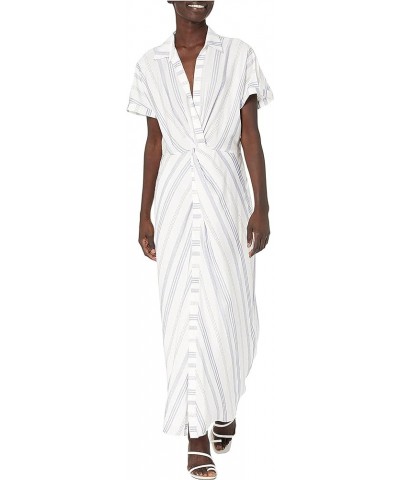 Women's One Size Maxi Twist Front Dress White and Blue $39.17 Dresses