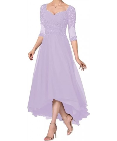 1/2 Sleeve Mother of The Bride Dresses for Wedding Tea Length Lace Appliques Formal Dresses for Women Lavender $43.99 Dresses