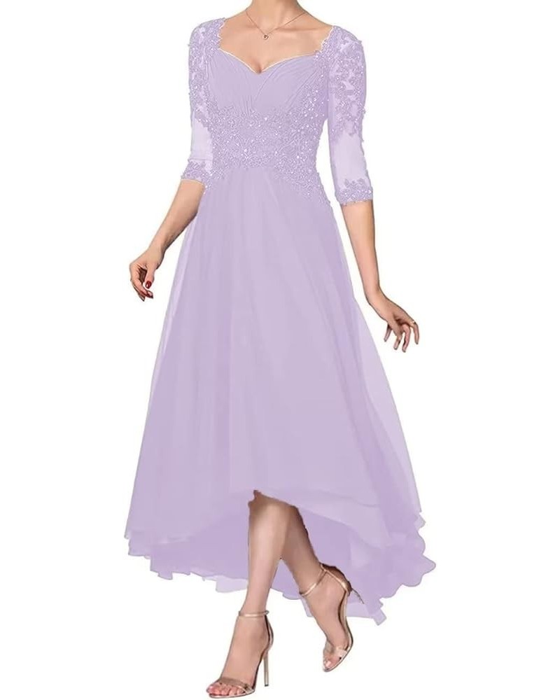 1/2 Sleeve Mother of The Bride Dresses for Wedding Tea Length Lace Appliques Formal Dresses for Women Lavender $43.99 Dresses