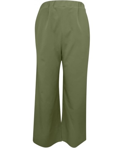 Wide Leg Palazzo Pants for Women Elastic Waist Lightweight Linen Pants with Pockets Casual Solid Lounge Trousers 4 Green $9.5...