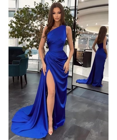 Women's One Shoulder Mermaid Prom Dress with Train Pleates Wrap Long Formal Evening Gowns with Slit YG020 Burnt Orange $27.84...