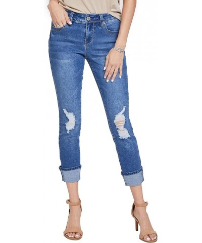 Women's Sustainable Wannabettabutt Mega Cuff Ankle Jeans Medium Wash Denim $18.81 Jeans