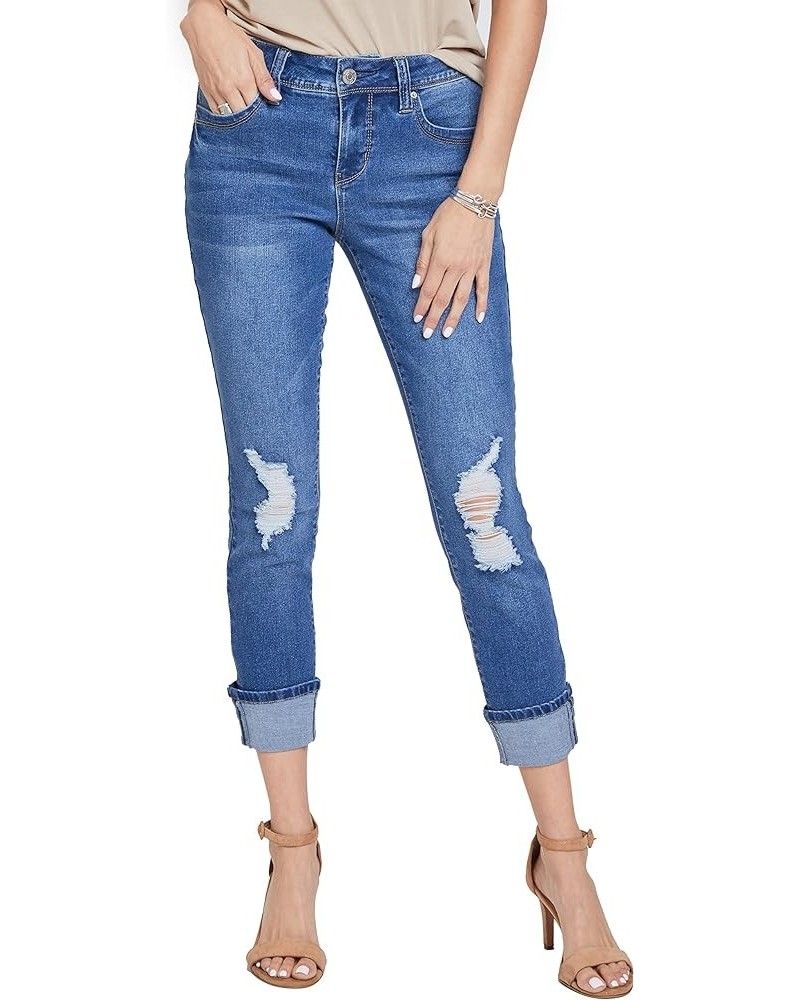 Women's Sustainable Wannabettabutt Mega Cuff Ankle Jeans Medium Wash Denim $18.81 Jeans