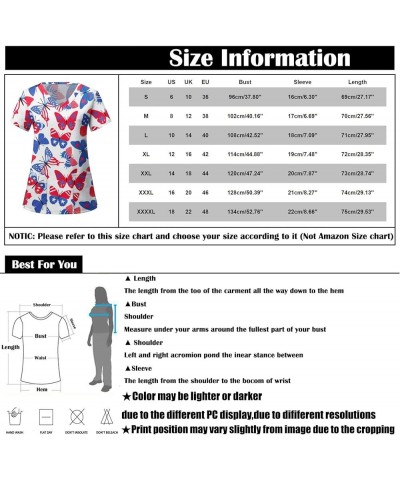 Scrub Tops Women Print Cartoon Pattern Crew Neck Short Sleeve Tops Trendy Short Sleeve Workout Shirts for Women Z-2-dark Blue...