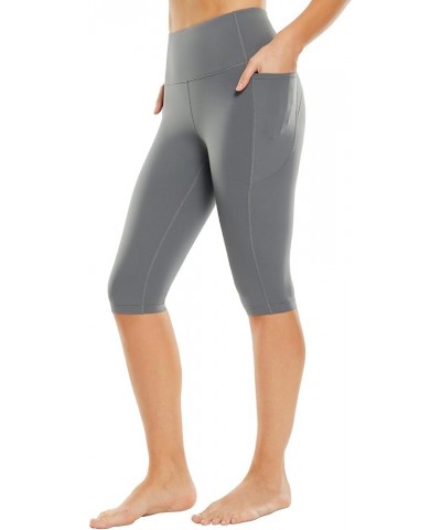 Women's Sweatleaf Capri Leggings Knee Length Capris with Pockets, High Waisted Yoga Workout for Casual Summer Grey $19.46 Act...