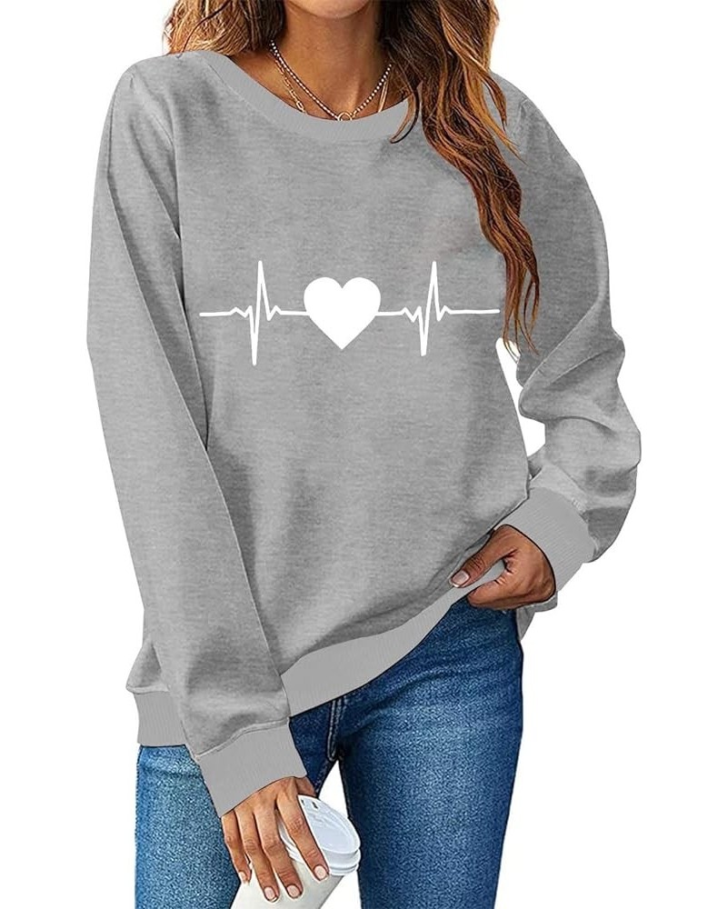 Valentine's Day Shirts for Women Love Heart Graphic Pullover Long Sleeve Casual Loose Sweatshirts Trendy Crewneck Top A23 $8....