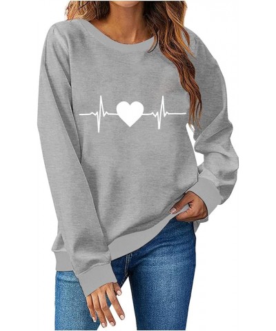 Valentine's Day Shirts for Women Love Heart Graphic Pullover Long Sleeve Casual Loose Sweatshirts Trendy Crewneck Top A23 $8....