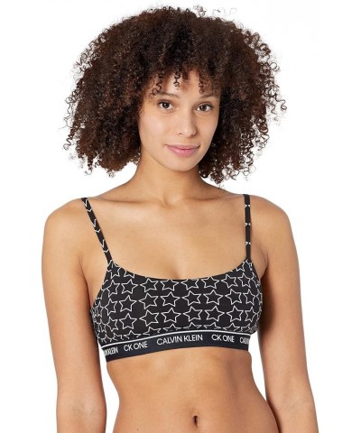 Women’s CK One Cotton Unlined Bralette Outline Star Print_black $11.89 Lingerie