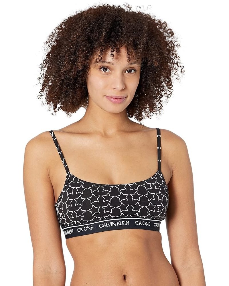 Women’s CK One Cotton Unlined Bralette Outline Star Print_black $11.89 Lingerie