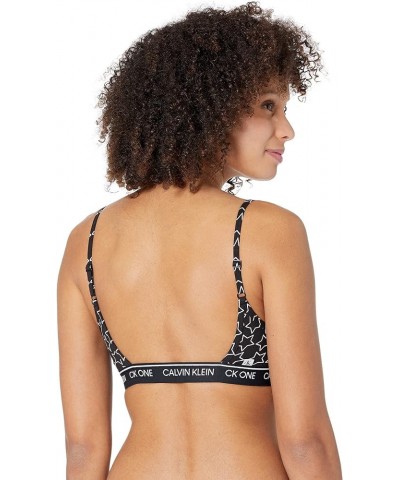 Women’s CK One Cotton Unlined Bralette Outline Star Print_black $11.89 Lingerie