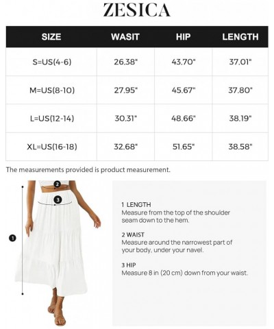 Women's 2024 Summer Plaid Flower Print Elastic High Waist Flowy A Line Maxi Skirt with Pockets White $21.44 Skirts