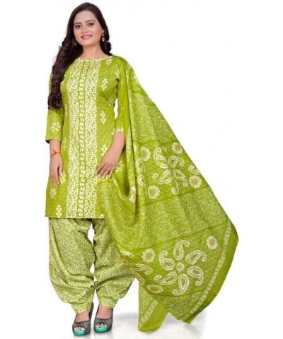 Readymade Patiala Churidar Salwar Suit of Crepe Fabric with Najneen Dupatta for Women & Girls Green-6 $19.09 Suits