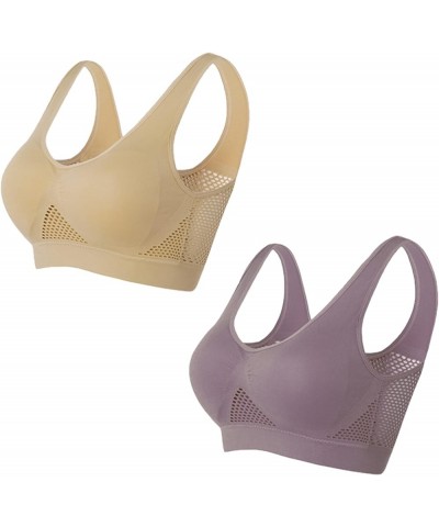 Breathable Cool Lift Up Air Bra, Sport Yoga Wireless Bra for Women Plus Size, Wireless Cool Comfort Breathable Bra 2pcs-c $7....