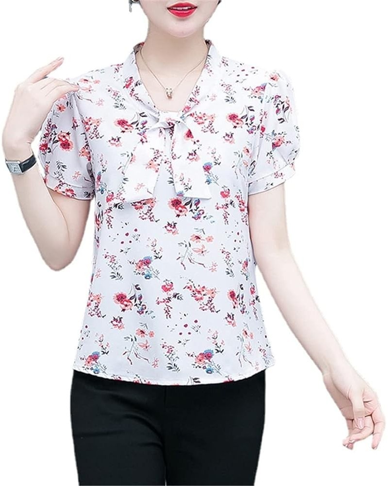 Women Short and Long Sleeve Blouses Shirts Elegant Casual Flower Tops White 2 $9.71 Blouses