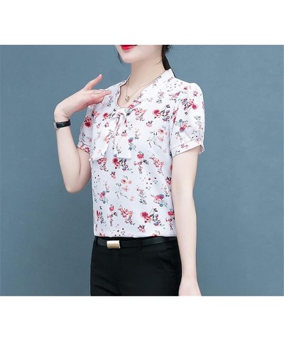 Women Short and Long Sleeve Blouses Shirts Elegant Casual Flower Tops White 2 $9.71 Blouses