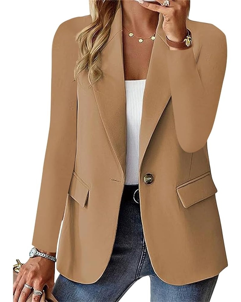 Bussiness Blazers for Women Casual Long Sleeve Work Office Blazer Jacket Lightweight Open Front Elegant Blazers A-khaki $8.39...