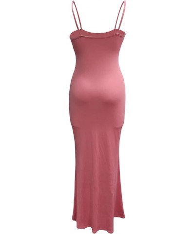 Women Sexy Spaghetti Strap Maxi Dress Sleeveless Backless V Neck Bodycon Dresses Party Prom Cocktail Dress 02 Pink $10.82 Dre...