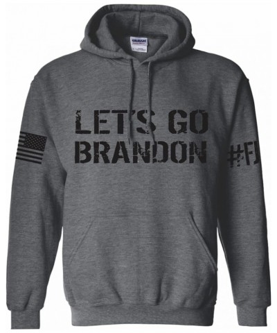 Let's Go Brandon American Flag Patriot Apparel Hooded Sweatshirt Hoodie Dark Heather Grey $15.60 Activewear