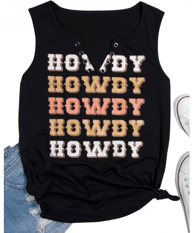 Howdy Tank Tops Women Summer Country Music Sexy V Neck Sleeveless Tshirt Western Vintage Shirts Tanks Black $9.17 Tanks