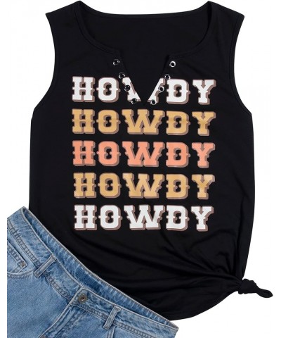 Howdy Tank Tops Women Summer Country Music Sexy V Neck Sleeveless Tshirt Western Vintage Shirts Tanks Black $9.17 Tanks