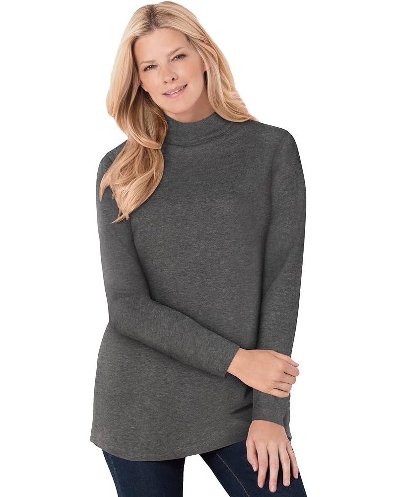 Women's Plus Size Perfect Long-Sleeve Mockneck Tee Shirt Dnu Medium Heather Grey $15.41 Others