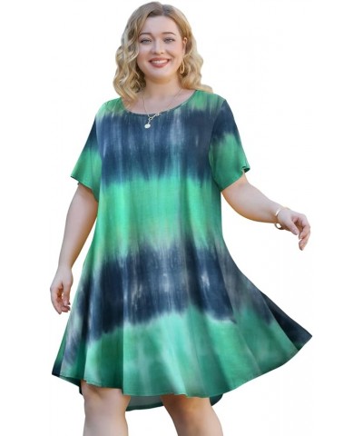 Women V Neck Plus Size Casual Summer Dress 2024 Short Sleeve T Shirt Loose Sun Dress T05-navy $8.84 Dresses