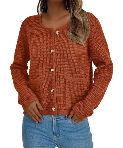 Open Front Cardigan Sweaters for Women Button Down Long Sleeve Casual Cute Knitted Shirts with Pockets Caramel $19.88 Sweaters