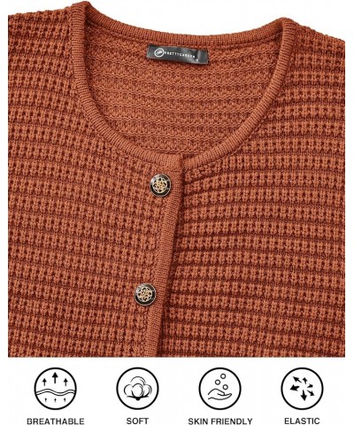 Open Front Cardigan Sweaters for Women Button Down Long Sleeve Casual Cute Knitted Shirts with Pockets Caramel $19.88 Sweaters