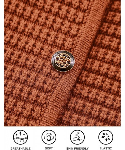 Open Front Cardigan Sweaters for Women Button Down Long Sleeve Casual Cute Knitted Shirts with Pockets Caramel $19.88 Sweaters