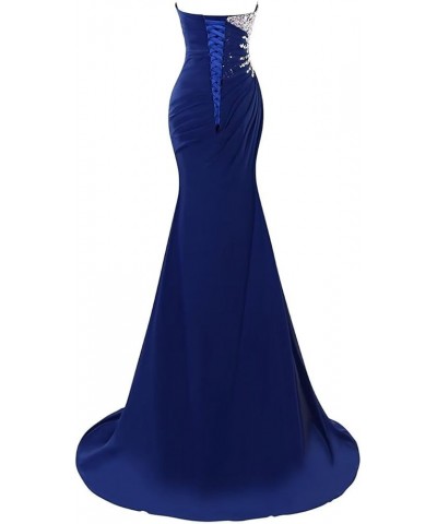 Women's Beaded Rhinestones Strapless Lace-Up Mermaid Formal Prom Dress Daffodil $49.44 Dresses