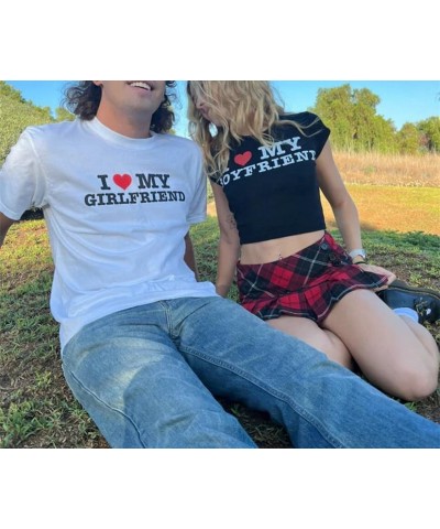 Matching Shirts for Couples Women Men I Love Heart My Girlfriend Boyfriend Gf Bf Tee Novelty T-Shirts Y2k Crop Top Men White ...