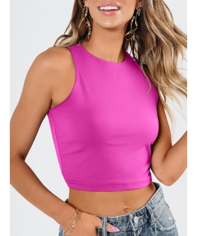 Womens Sexy Sleeveless High Neck Crop Tops Workout Cute Racerback Cropped Tank Tops Summer Clothes Teen Girls Hotpink $10.79 ...