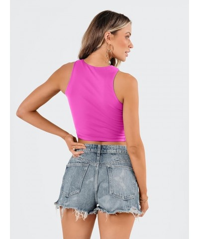 Womens Sexy Sleeveless High Neck Crop Tops Workout Cute Racerback Cropped Tank Tops Summer Clothes Teen Girls Hotpink $10.79 ...