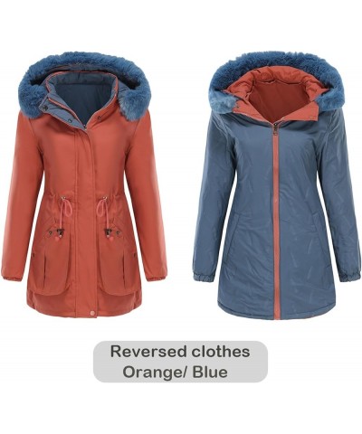 Winter Coats for Women Mid Length Sherpa Lined Parkas Outerwear Thickened Windproof Warm Hooded Jackets With Pockets C01-oran...