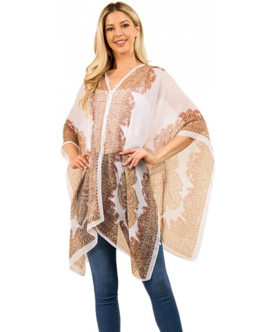 Chiffon Cover-up Sarong and Sun Protective Kimono Shawl Wearable Ivory $8.39 Swimsuits