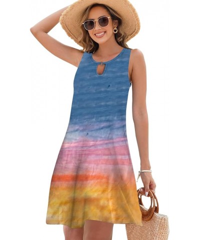 Summer Dresses for Women 2024 Trendy Boho Floral Print Cover Up Crew Neck Sleeveless Sundresses with Pockets Dye 6 $15.26 Dre...