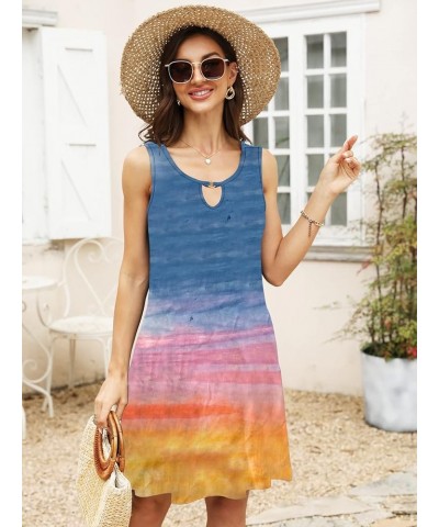 Summer Dresses for Women 2024 Trendy Boho Floral Print Cover Up Crew Neck Sleeveless Sundresses with Pockets Dye 6 $15.26 Dre...