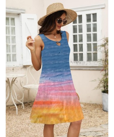 Summer Dresses for Women 2024 Trendy Boho Floral Print Cover Up Crew Neck Sleeveless Sundresses with Pockets Dye 6 $15.26 Dre...