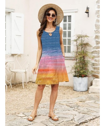 Summer Dresses for Women 2024 Trendy Boho Floral Print Cover Up Crew Neck Sleeveless Sundresses with Pockets Dye 6 $15.26 Dre...