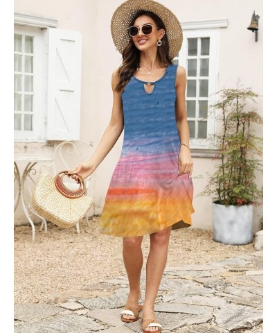 Summer Dresses for Women 2024 Trendy Boho Floral Print Cover Up Crew Neck Sleeveless Sundresses with Pockets Dye 6 $15.26 Dre...