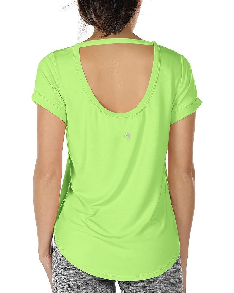 Open Back Yoga Shirts for Women - Exercise Workout Tops, Athletic Short Sleeves, Running T-Shirts Loose Fit Greenery $12.79 T...