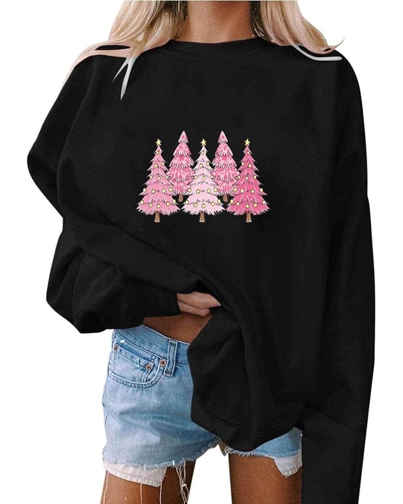 Womens Oversized Sweatshirts Xmas Graphic Crew Neck Pullover Sweaters Santa Claus Fall Fashion Outfits Clothes 2023 B-black L...