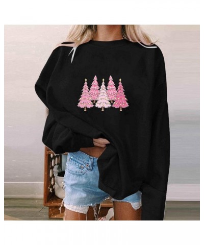 Womens Oversized Sweatshirts Xmas Graphic Crew Neck Pullover Sweaters Santa Claus Fall Fashion Outfits Clothes 2023 B-black L...