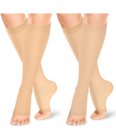 Open Toe Compression Socks for Women & Men-2 Pairs 15-20 mmHg Knee High Graduated Toeless Compression Socks Large-X-Large 01-...