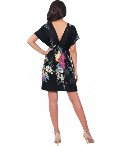 Womens Floral Print Summer Kimono Sleeve V-Neck Sexy Beach Mini Dress Black $13.02 Robes